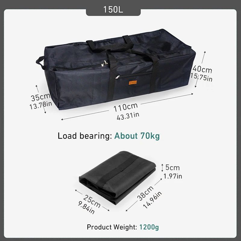 Westtune 100L Camping Tools Storage Bag Folding Large Capacity Travel Gear Organizer 10