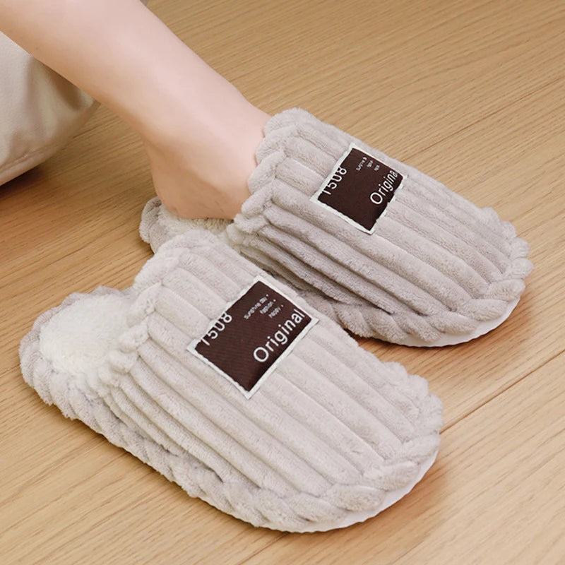 Lightweight Warm Corduroy Winter Slippers For Couple Non Slip Indoor Plush Slippers For Women Comfo 9