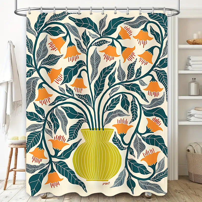 Elegant Floral Bouquet Shower Curtain, Eco-Friendly Fabric for Nature-Inspired Bathroom Decor, Non-Toxic, Spring Vibes