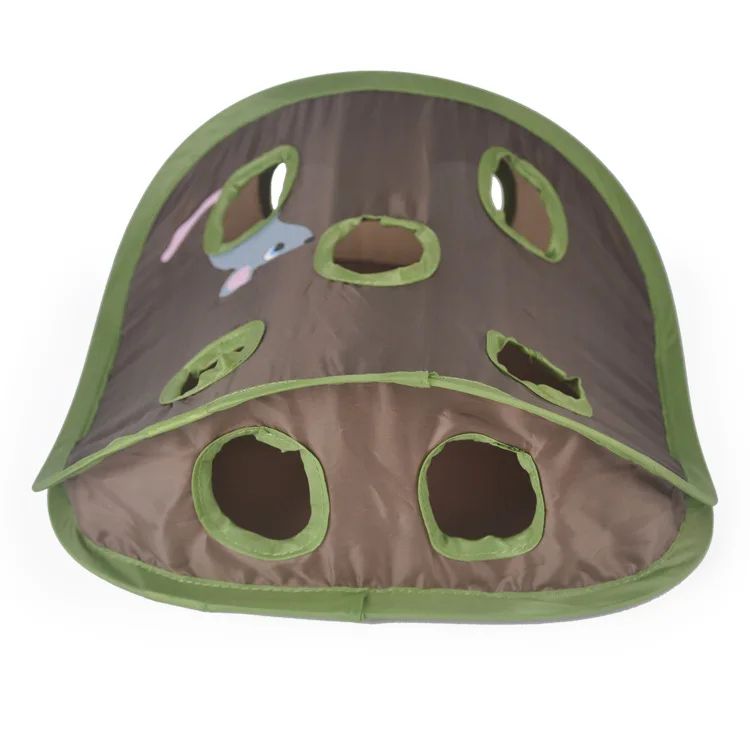 Folding Nine Hole Cat Tunnel Toy With Plush Mouse And Grab Ball 8
