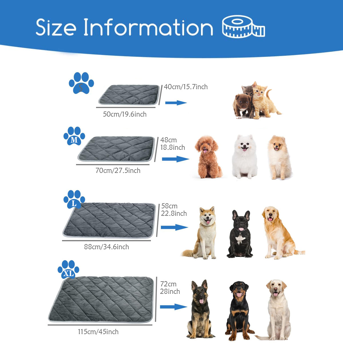 Self Heating Pet Pad Extra Warm Thermal Dog Crate Pad Washable Anti Slip Kennel Mat Pet Supplies Fo 5