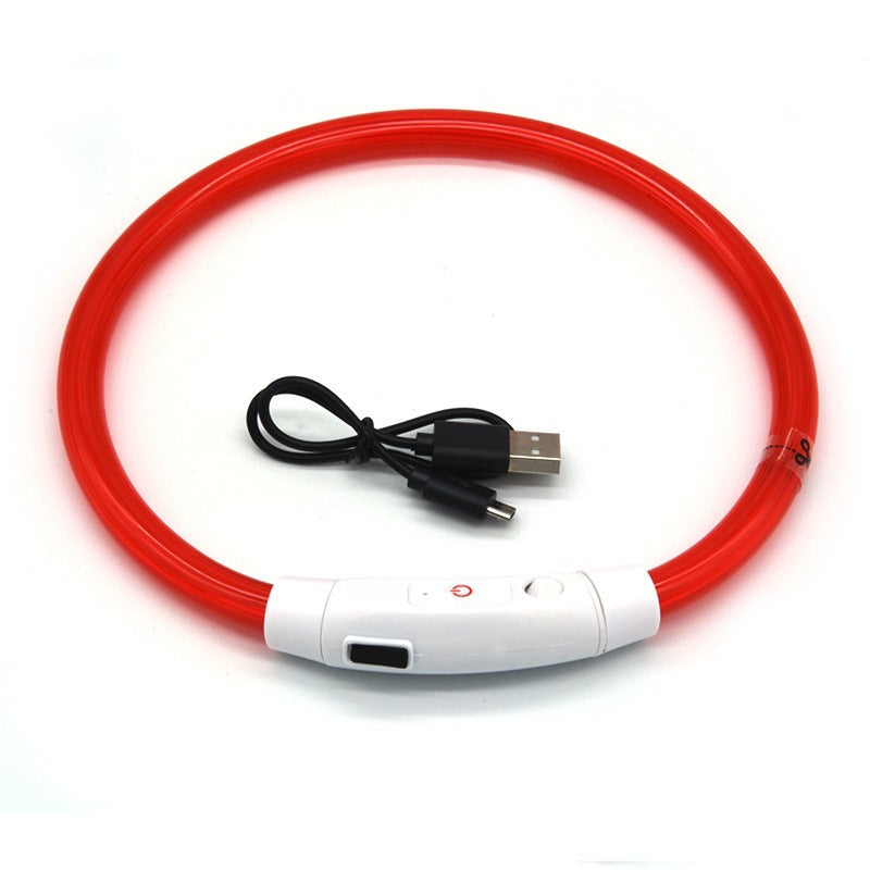 USB Rechargeable Fiber Optic Collar Pet Dog LED Light Collar Luminous Anti Lost Dog Necklace Collar 11