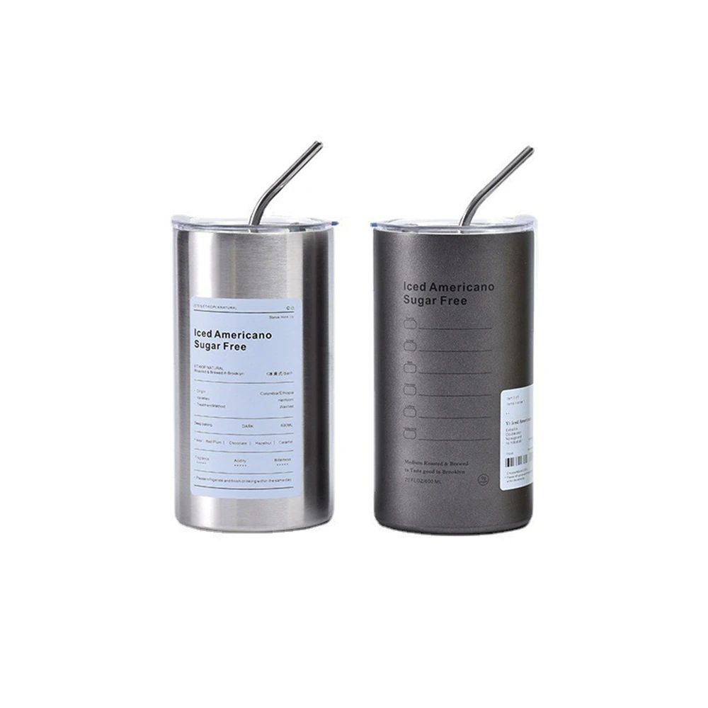 Premium 600 Ml Stainless Steel Vacuum Bottle Portable Insulated Coffee Water Tumbler With Straw 10