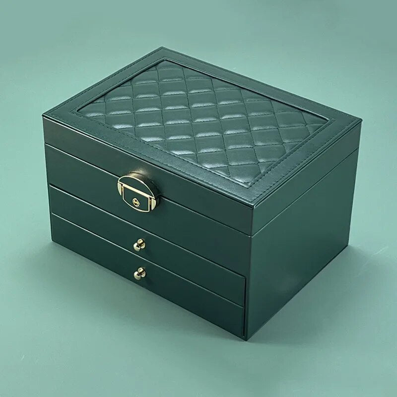High-End Jewelry Box, Large Capacity Drawer-Type Earring Storage Organizer, Oxidation Finish, Multi-Layer Household