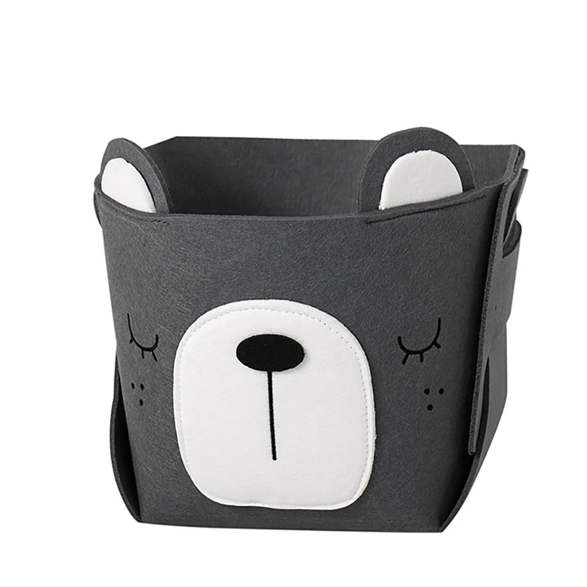 Cute Cartoon Animal DIY Storage Box Felt Fabric Fold Able Storage Basket For Nursery Toys Organizer 5