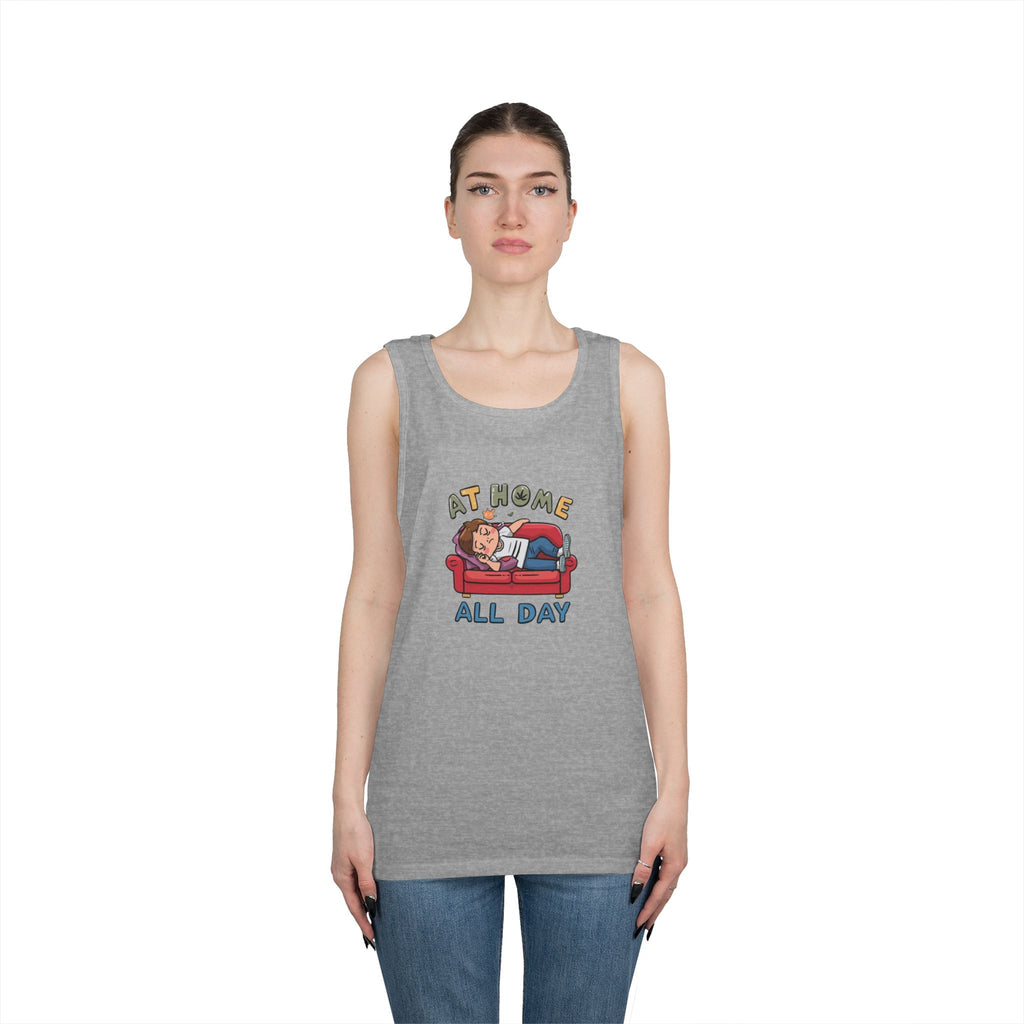 At Home All Day Tank Top — Lazy Day Cozy Lounge Graphic Tank