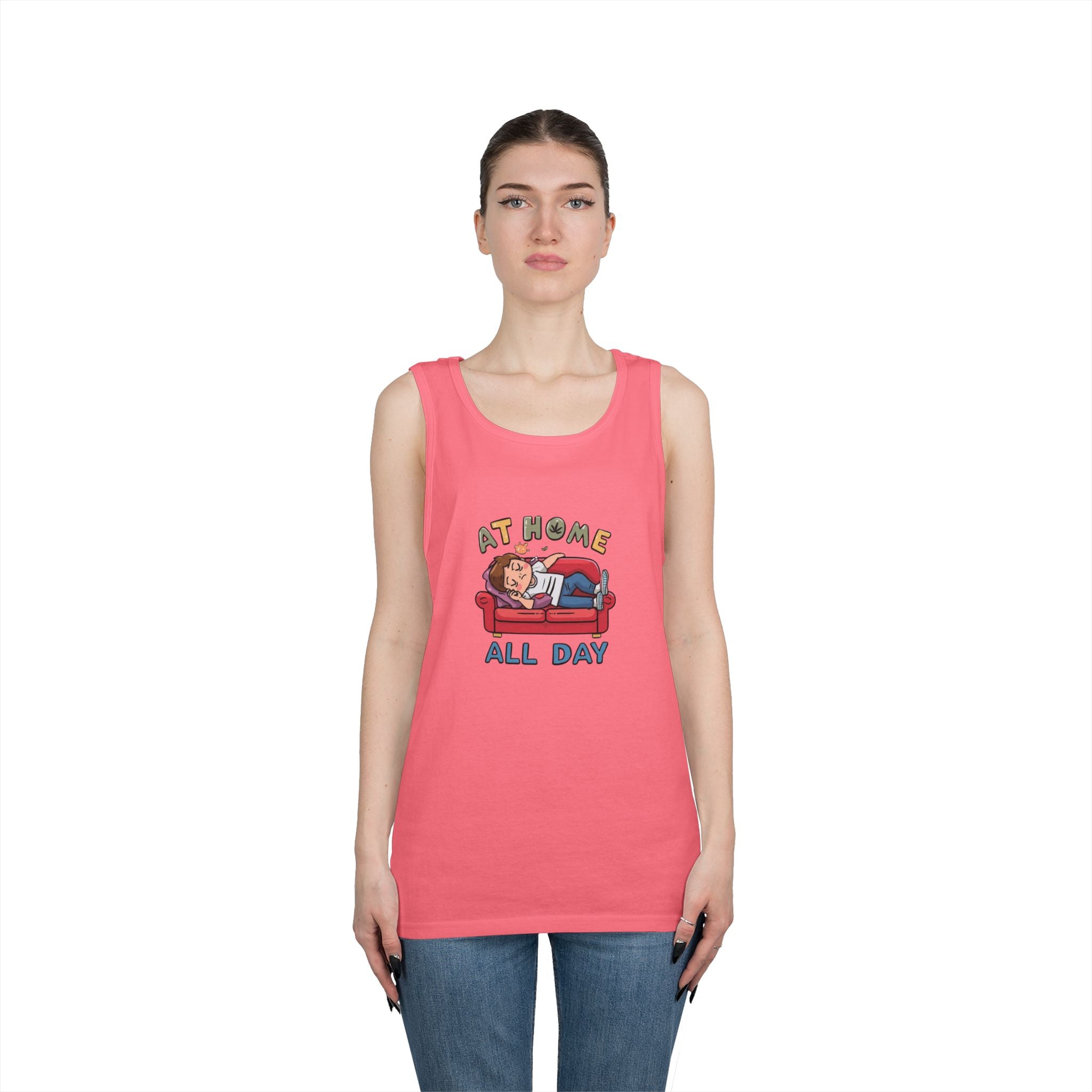 At Home All Day Tank Top — Lazy Day Cozy Lounge Graphic Tank