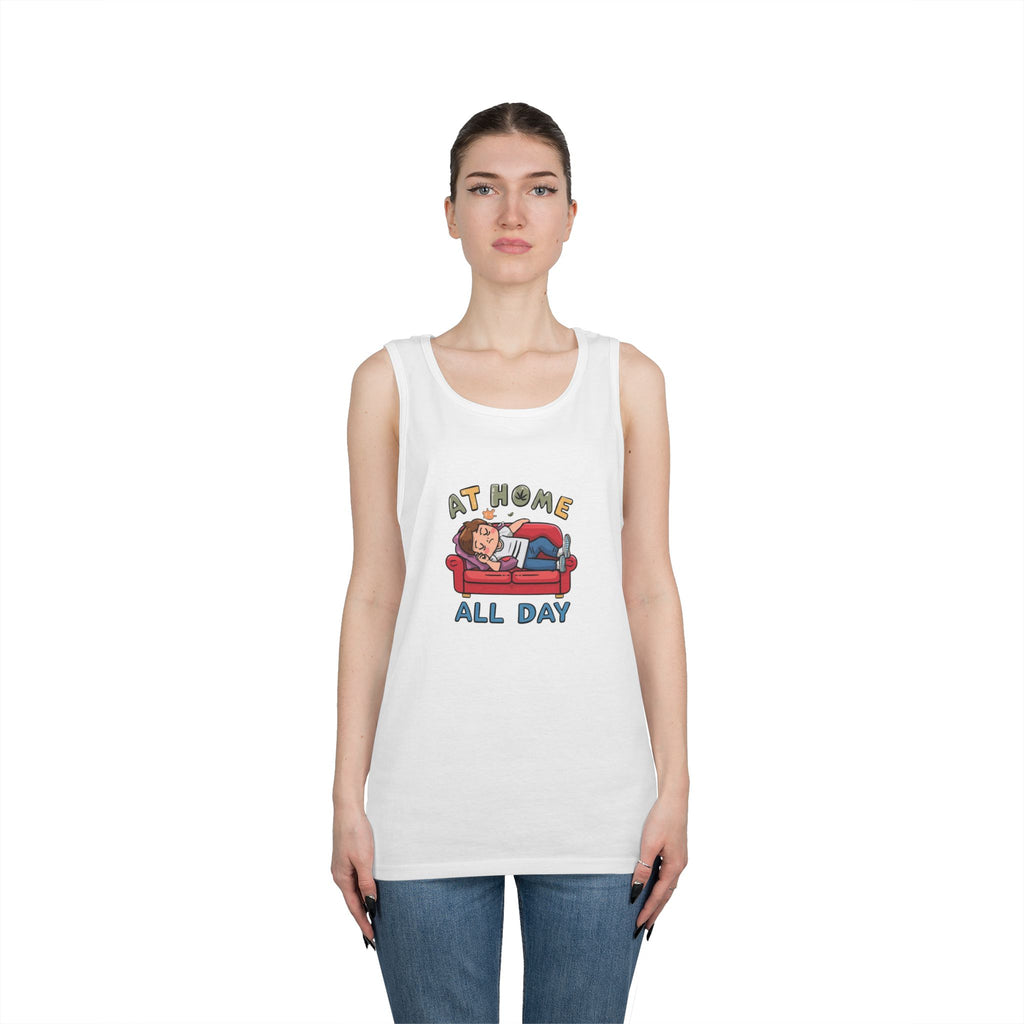 At Home All Day Tank Top — Lazy Day Cozy Lounge Graphic Tank