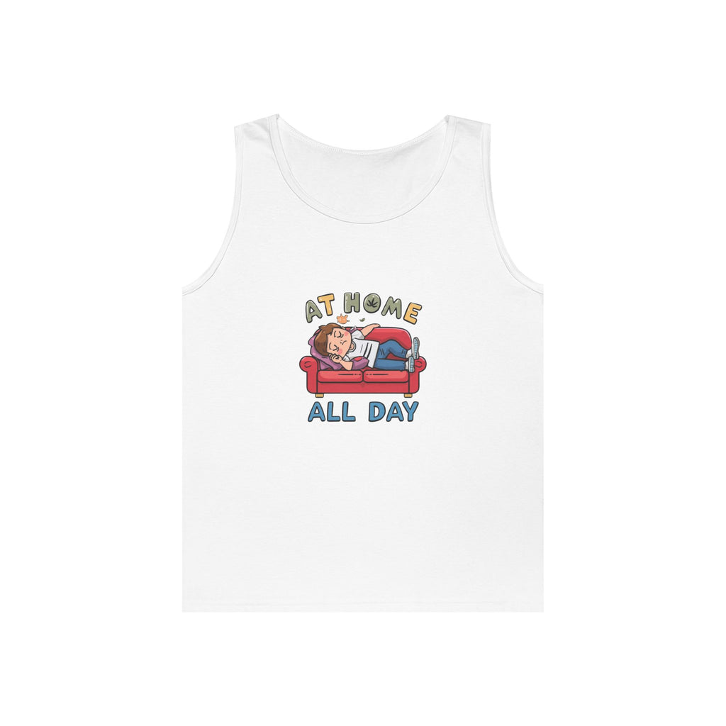 At Home All Day Tank Top — Lazy Day Cozy Lounge Graphic Tank