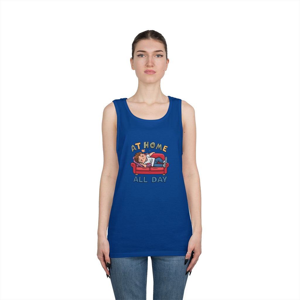 At Home All Day Tank Top — Lazy Day Cozy Lounge Graphic Tank
