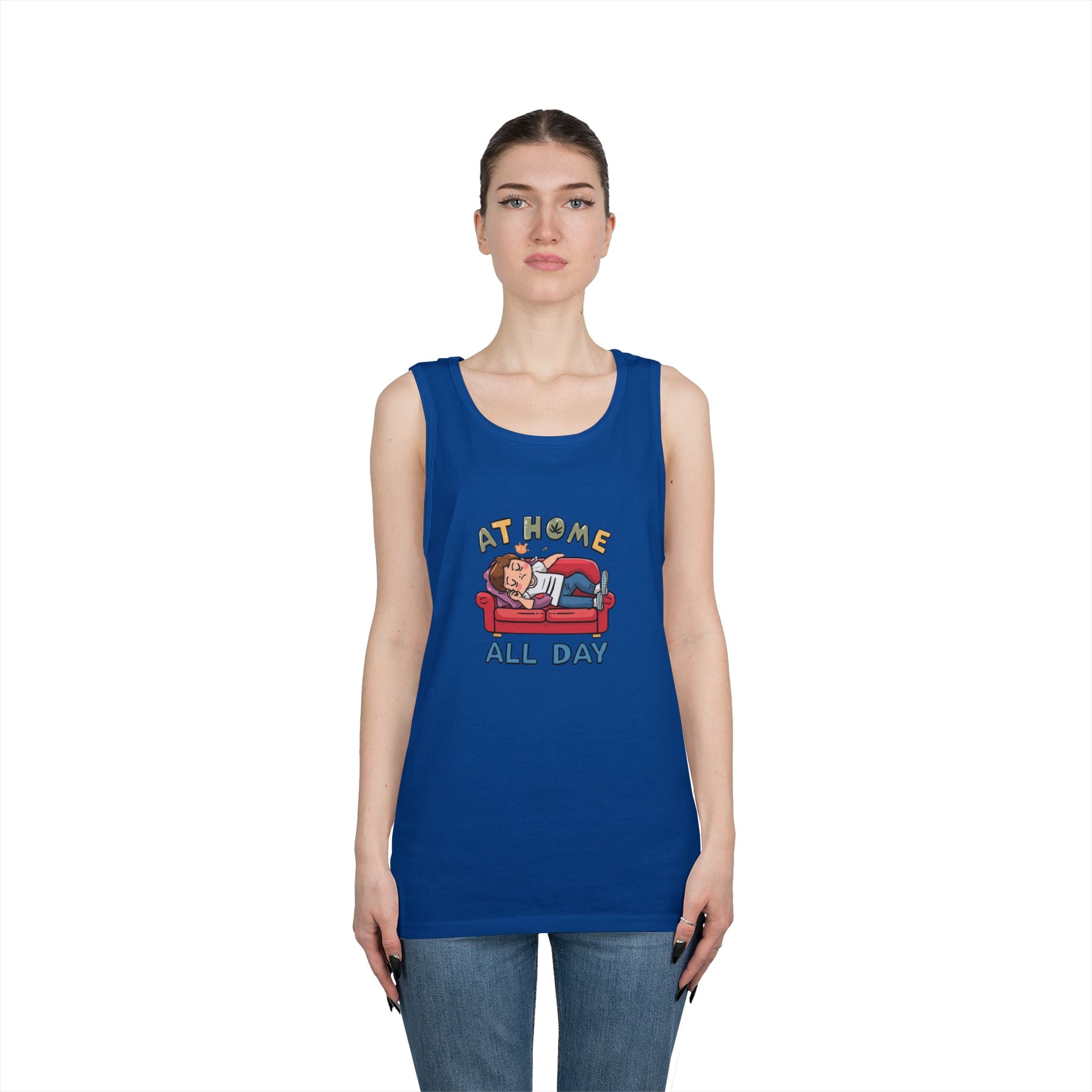At Home All Day Tank Top — Lazy Day Cozy Lounge Graphic Tank