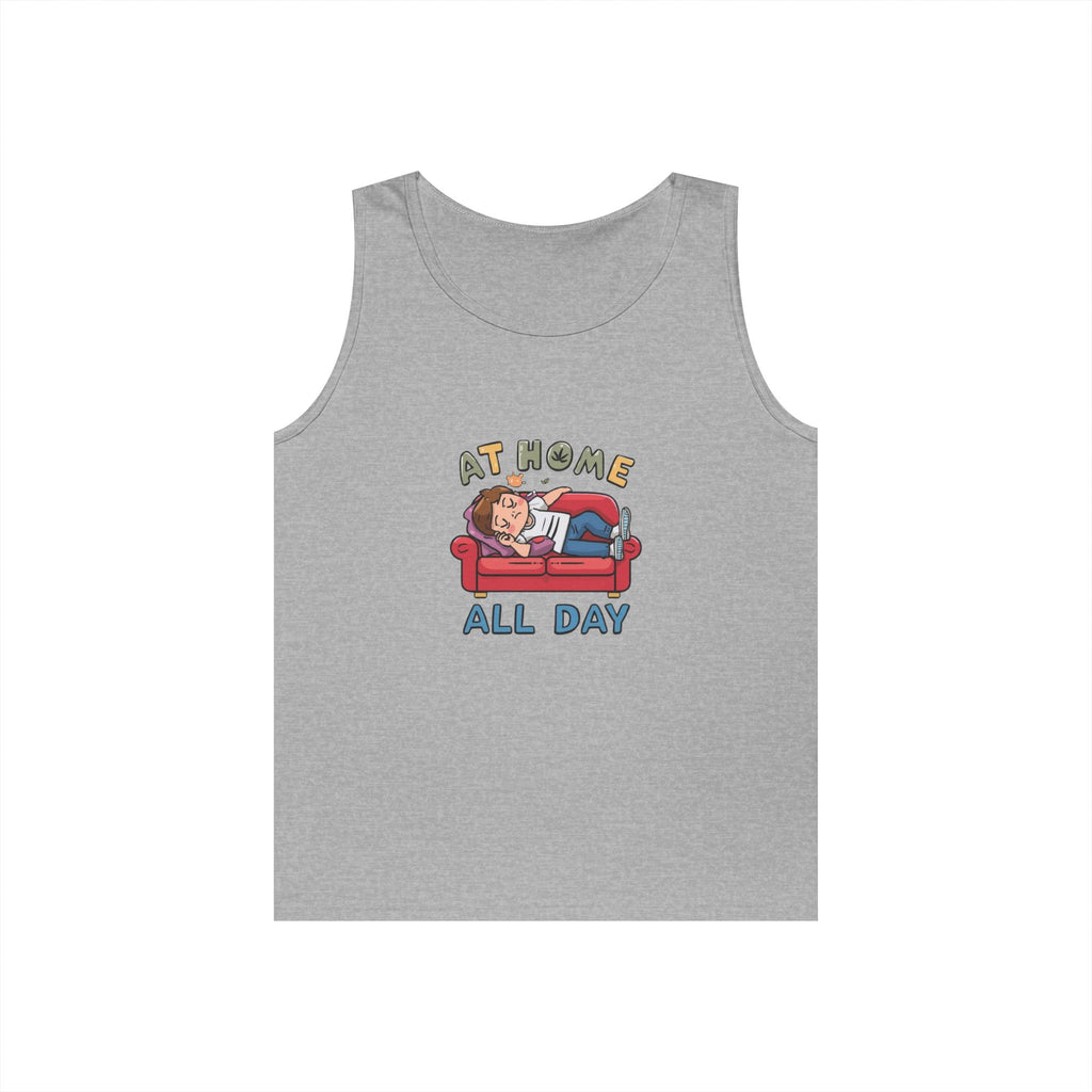 At Home All Day Tank Top — Lazy Day Cozy Lounge Graphic Tank