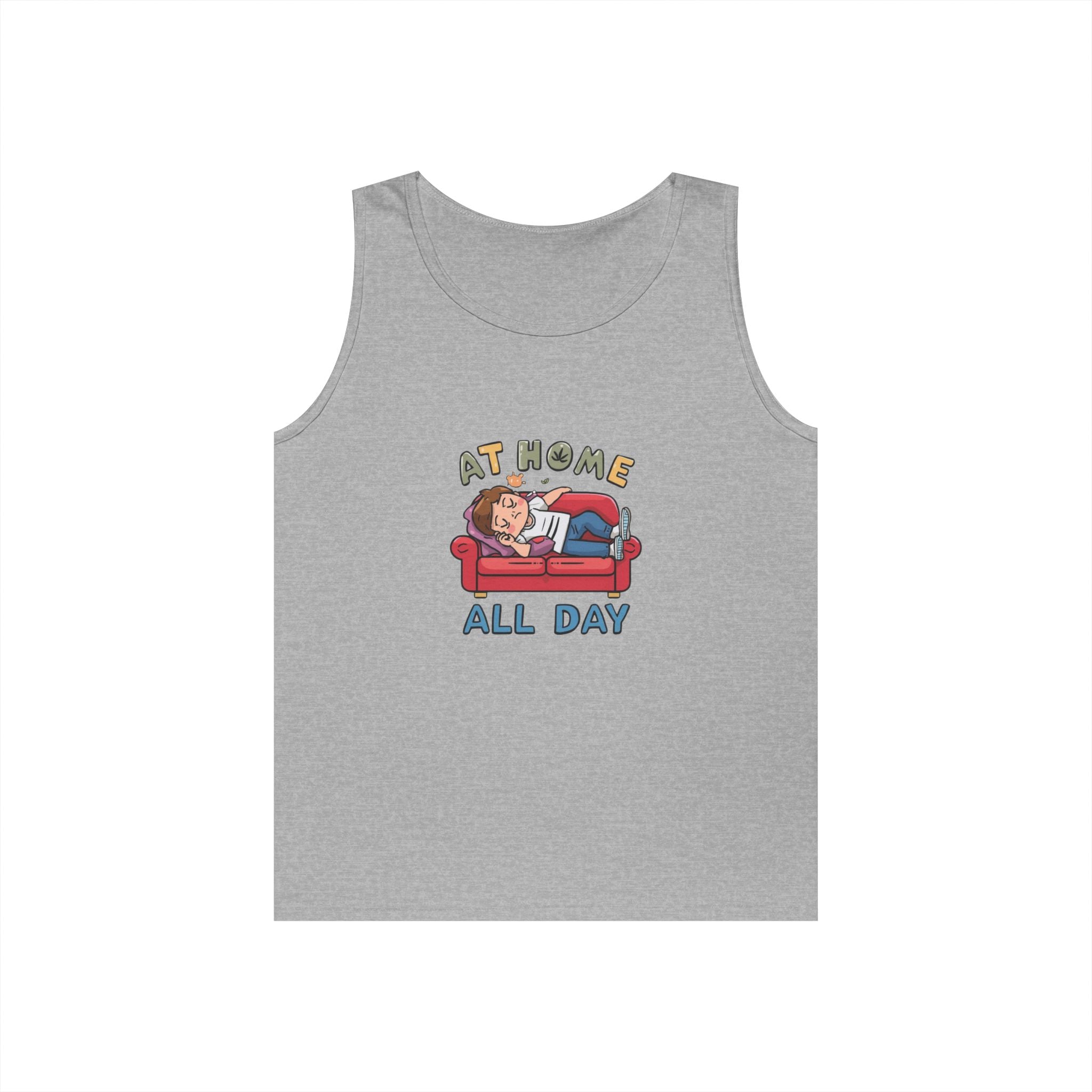 At Home All Day Tank Top — Lazy Day Cozy Lounge Graphic Tank