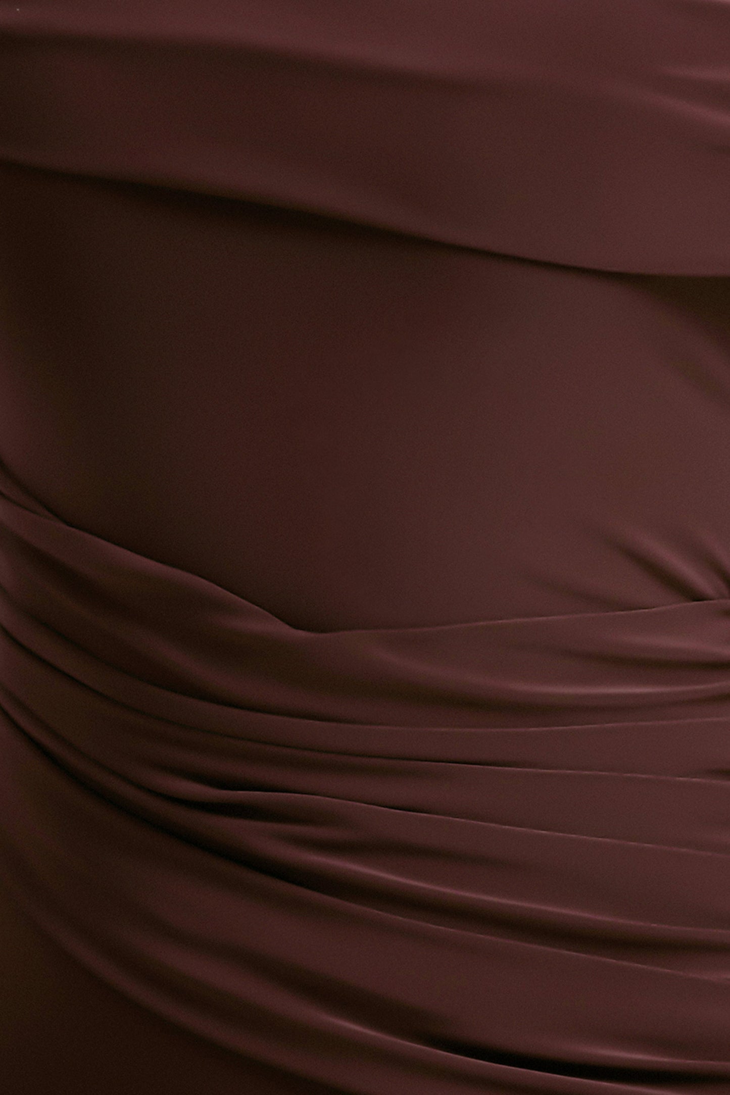 Valina | Brown Ruched Asymmetric Maxi Dress With Drape