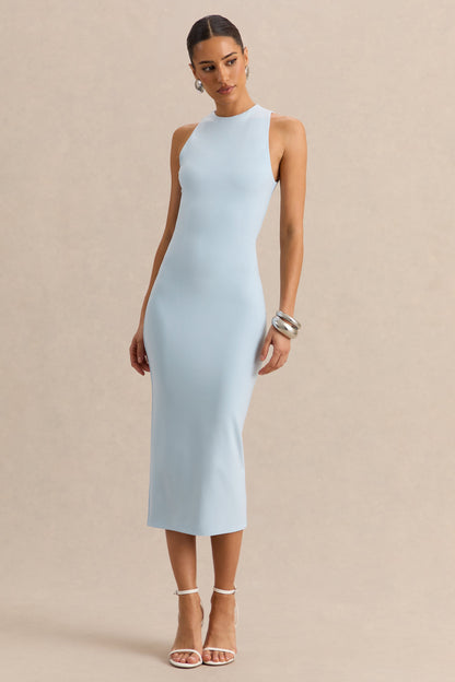 Mirana | Powder Blue High-Neck Midi-Dress