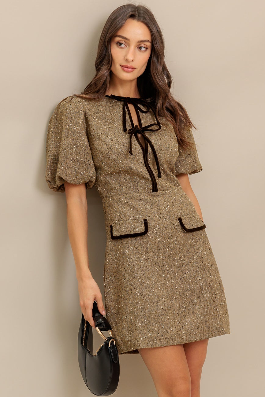 MADEMOISELLE MODE TWEED MINI DRESS
