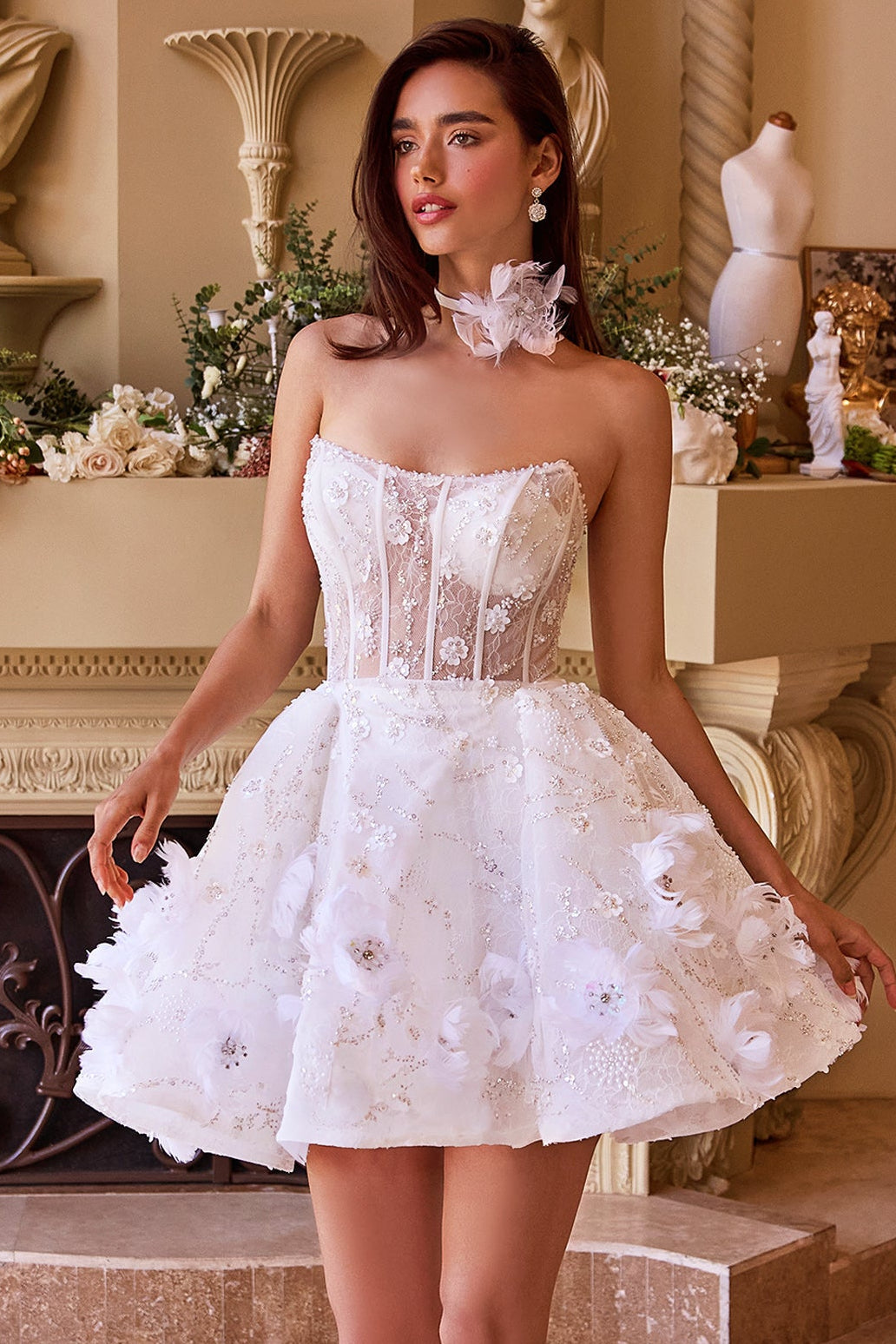 WL025 Wedding Mini Dress & Choker Andrea & Leo