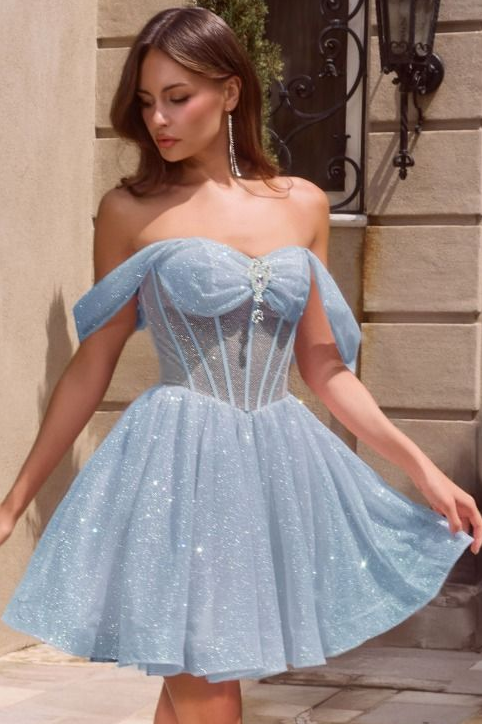 Audrina Mini Dress Glitter Corset Cocktail Dress
