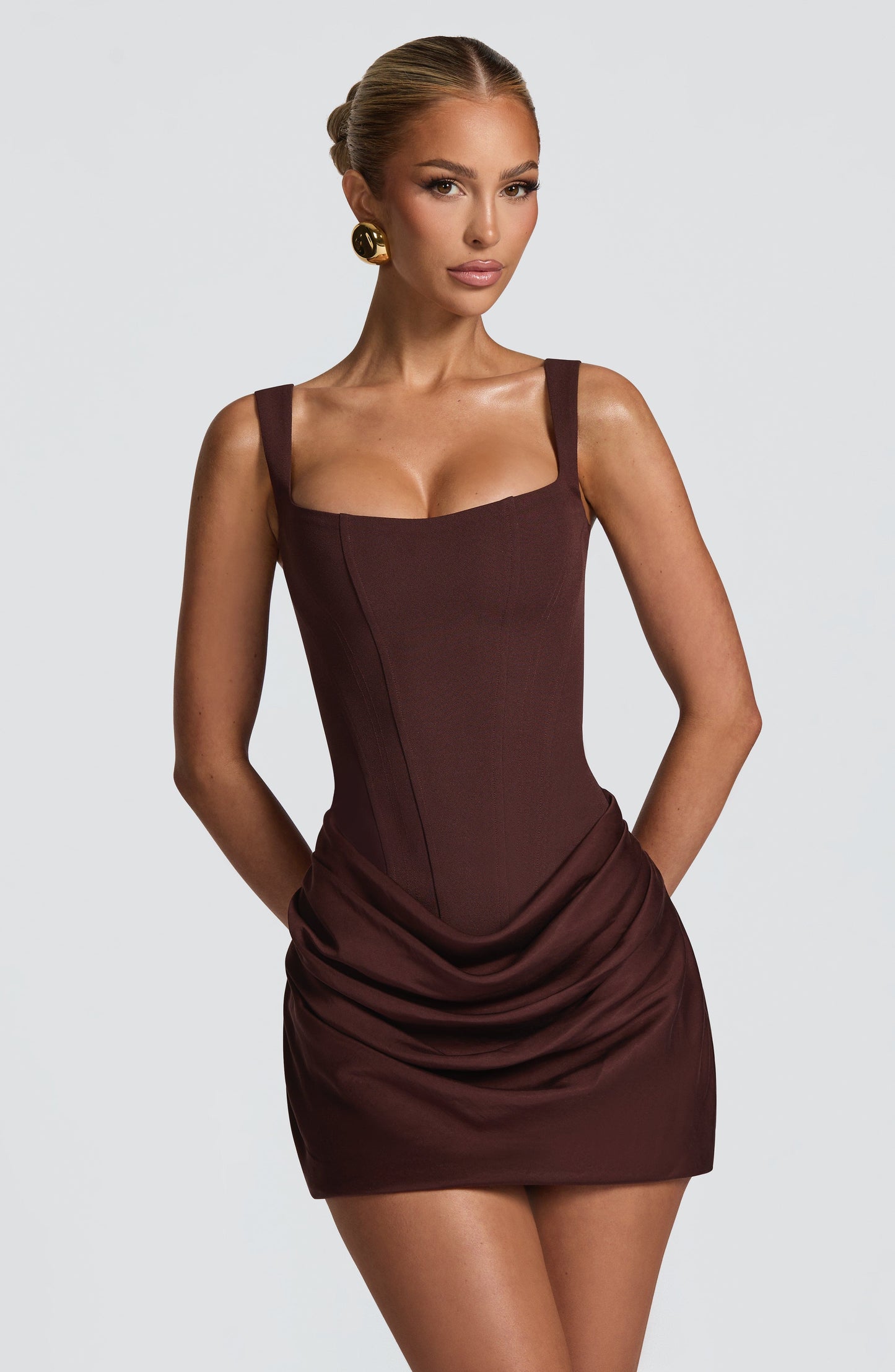 Cornelia Mini Dress Plum Brown