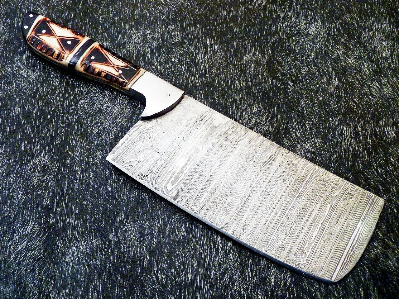 12 Handmade Damascus Steel Chopper Knife  Camel Bone Handle Chef Cleaver 1