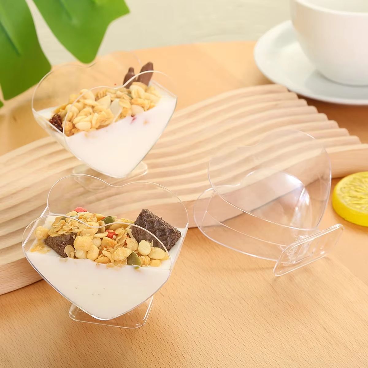 HeartShaped Dessert Cups  Elegant Clear Plastic Mousse Pudding And Jelly Cups For Parties  Events 1 1