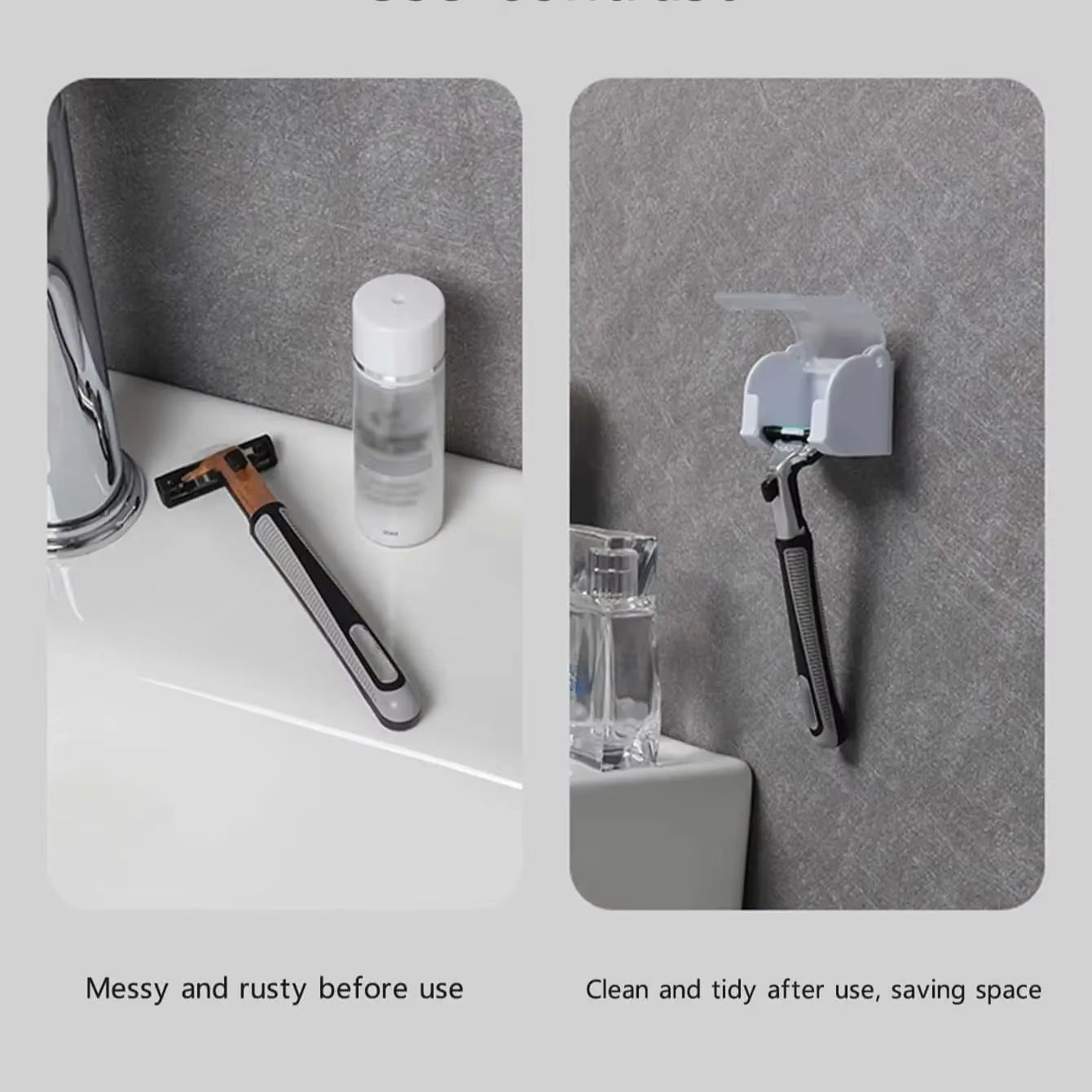 Mens Razor Holder With Suction Cup  WallMounted Shaver Stand  Bathroom Organizer 4