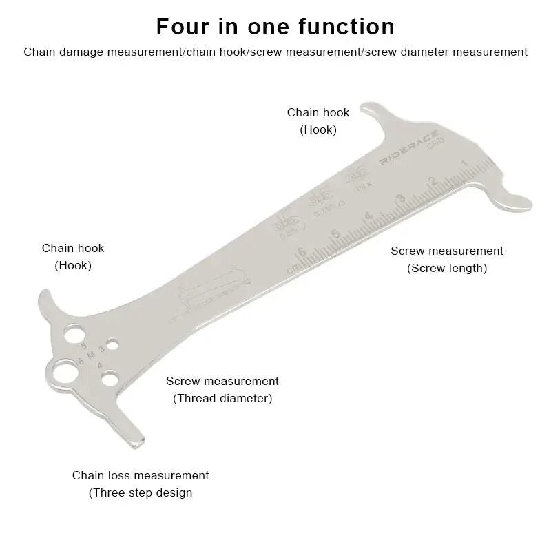 Bicycle Chain Wear Indicator Ruler Repair Tool Stainless Steel Chain Measurement Gauge 2