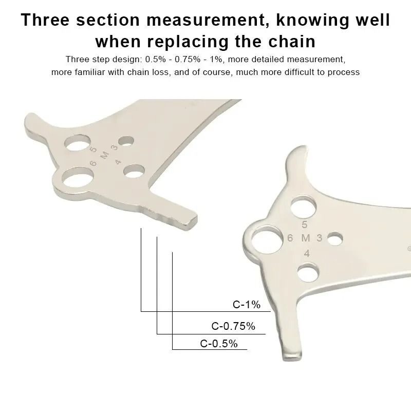 Bicycle Chain Wear Indicator Ruler Repair Tool Stainless Steel Chain Measurement Gauge 3