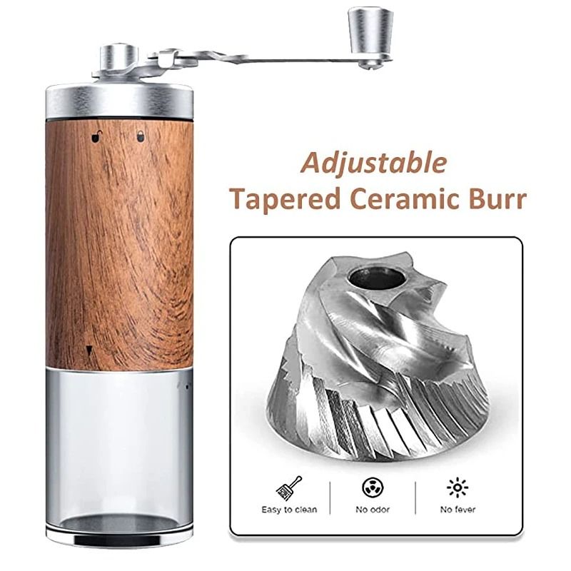 Hand Coffee Bean Grinder Wood Grain Stainless Steel Crank Manual Kitchen Grinder Tool 2