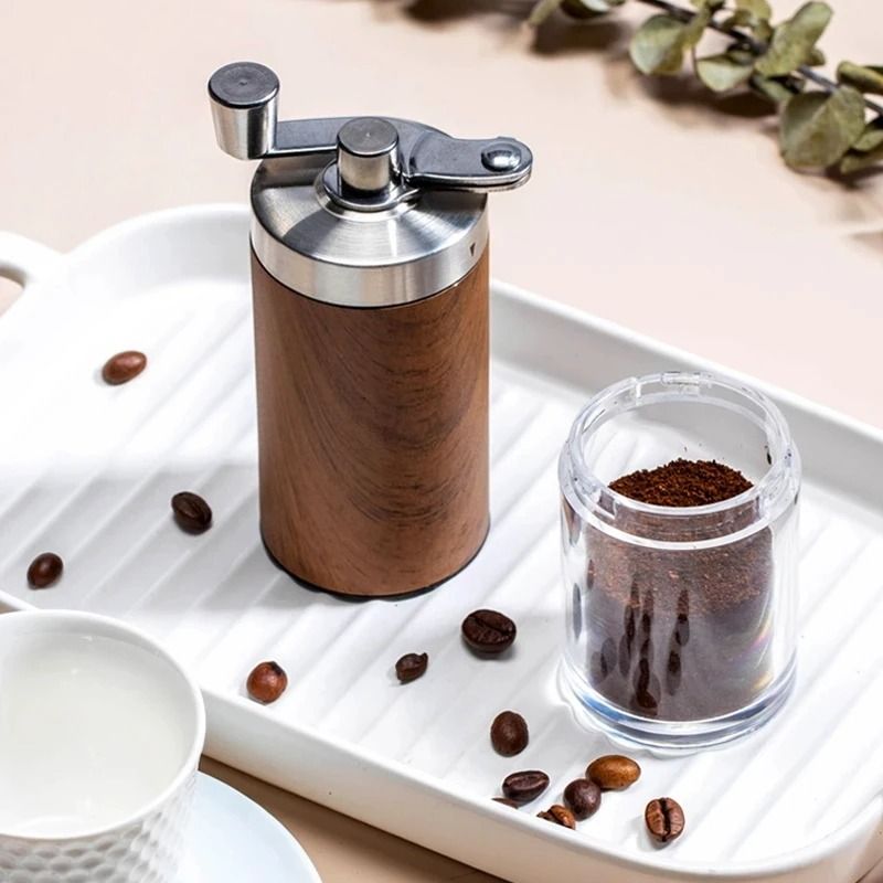 Hand Coffee Bean Grinder Wood Grain Stainless Steel Crank Manual Kitchen Grinder Tool 4