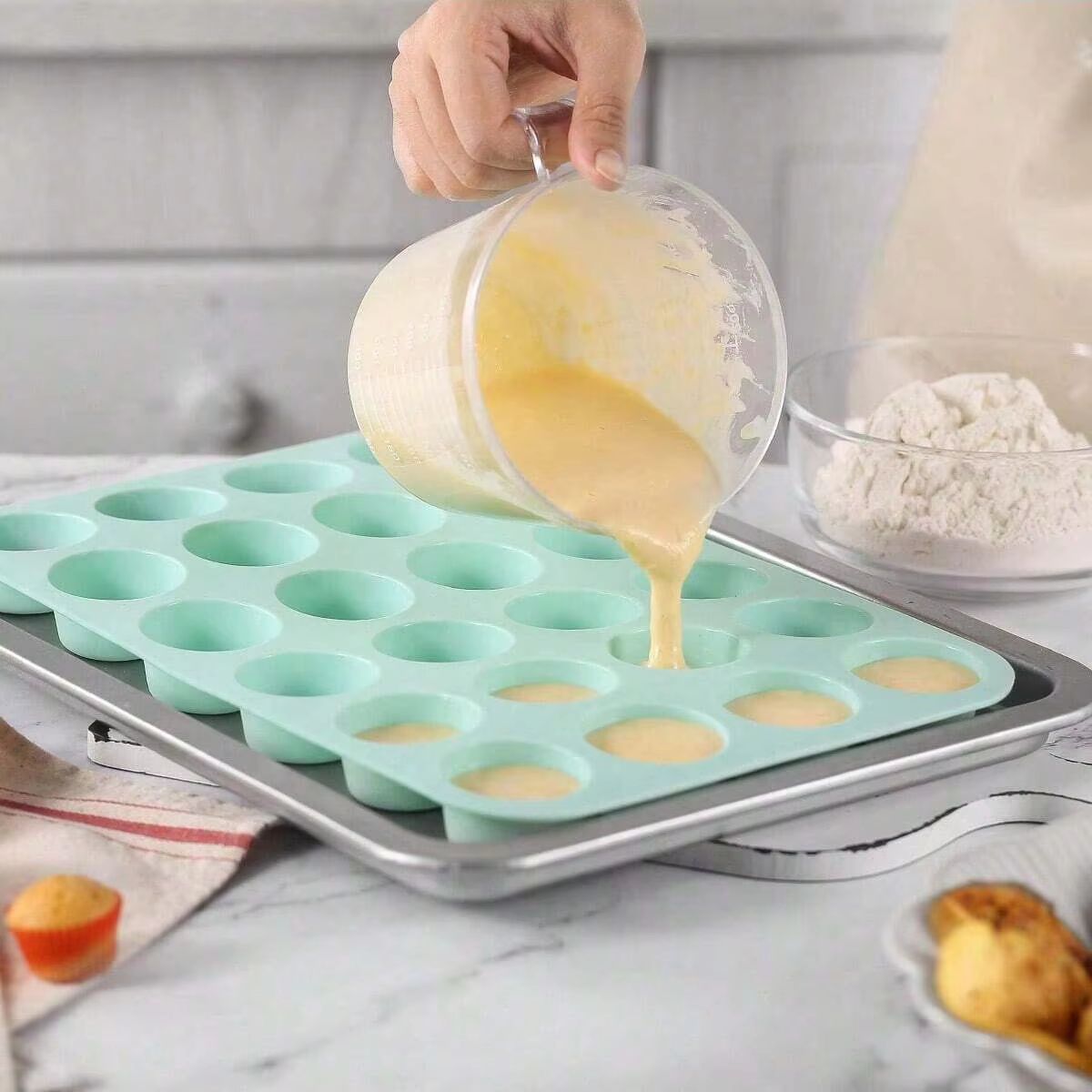 NonStick 24Cup Silicone Baking Mold  MultiPurpose Cookie Cake And Candy Tray For Home Bakers 1