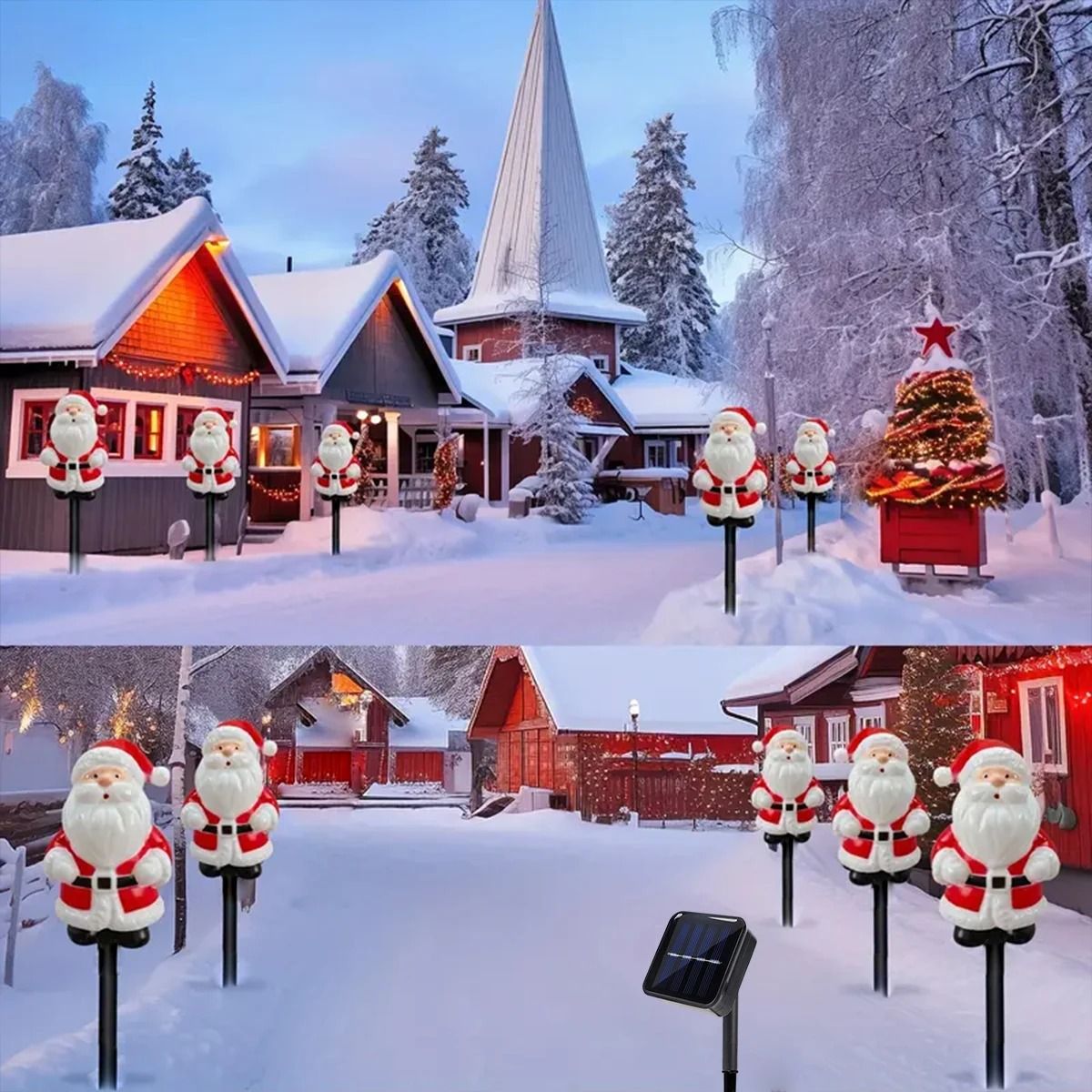 Solar Christmas Santa Pathway Lights Set 2
