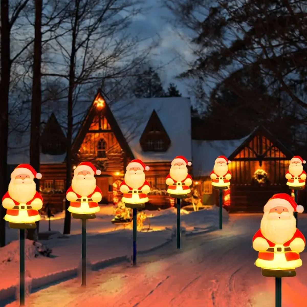 Solar Christmas Santa Pathway Lights Set 5