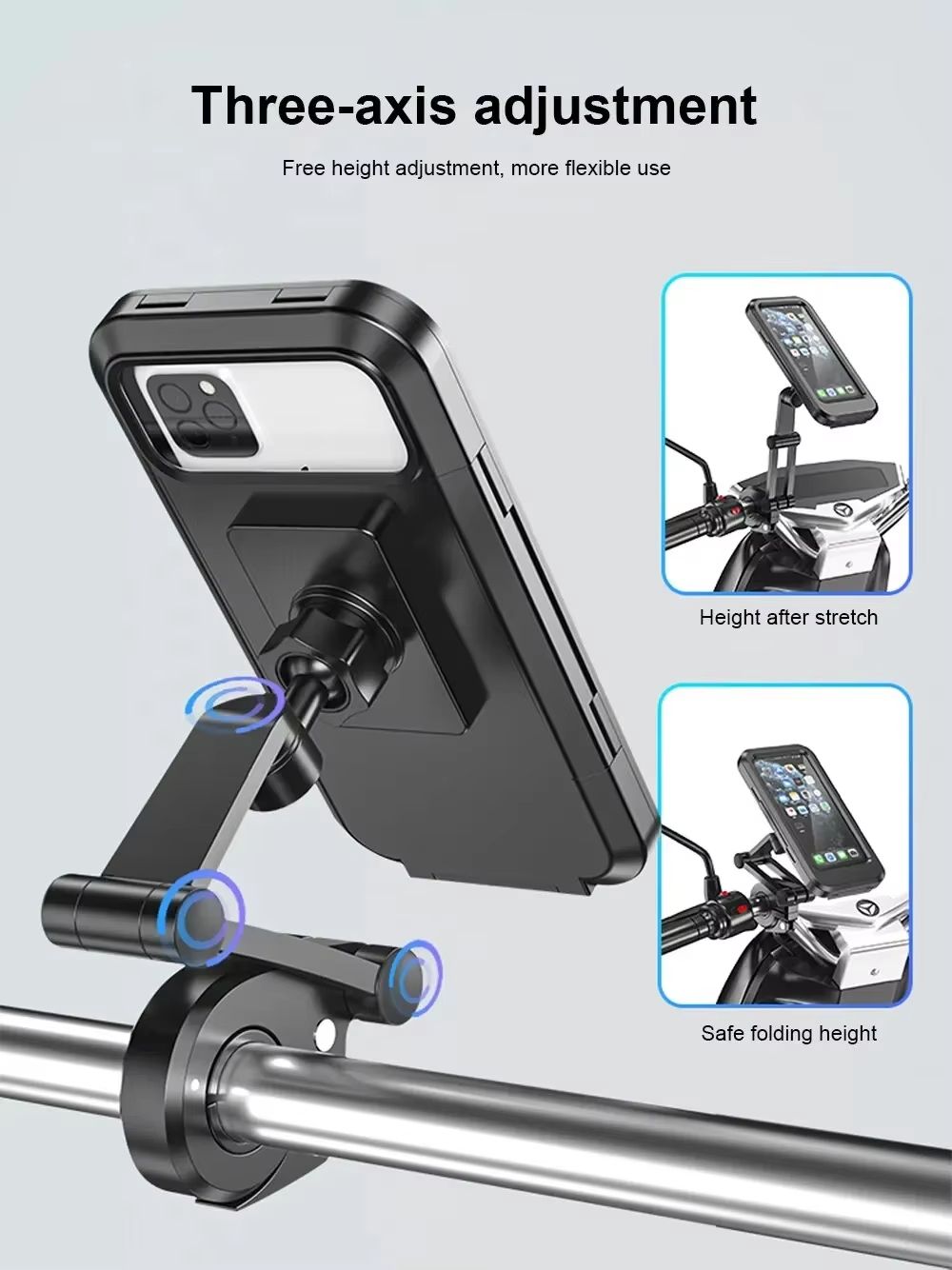 Waterproof Motorcycle Phone Mount  360deg Swivel GPS Holder For Secure Navigation 1