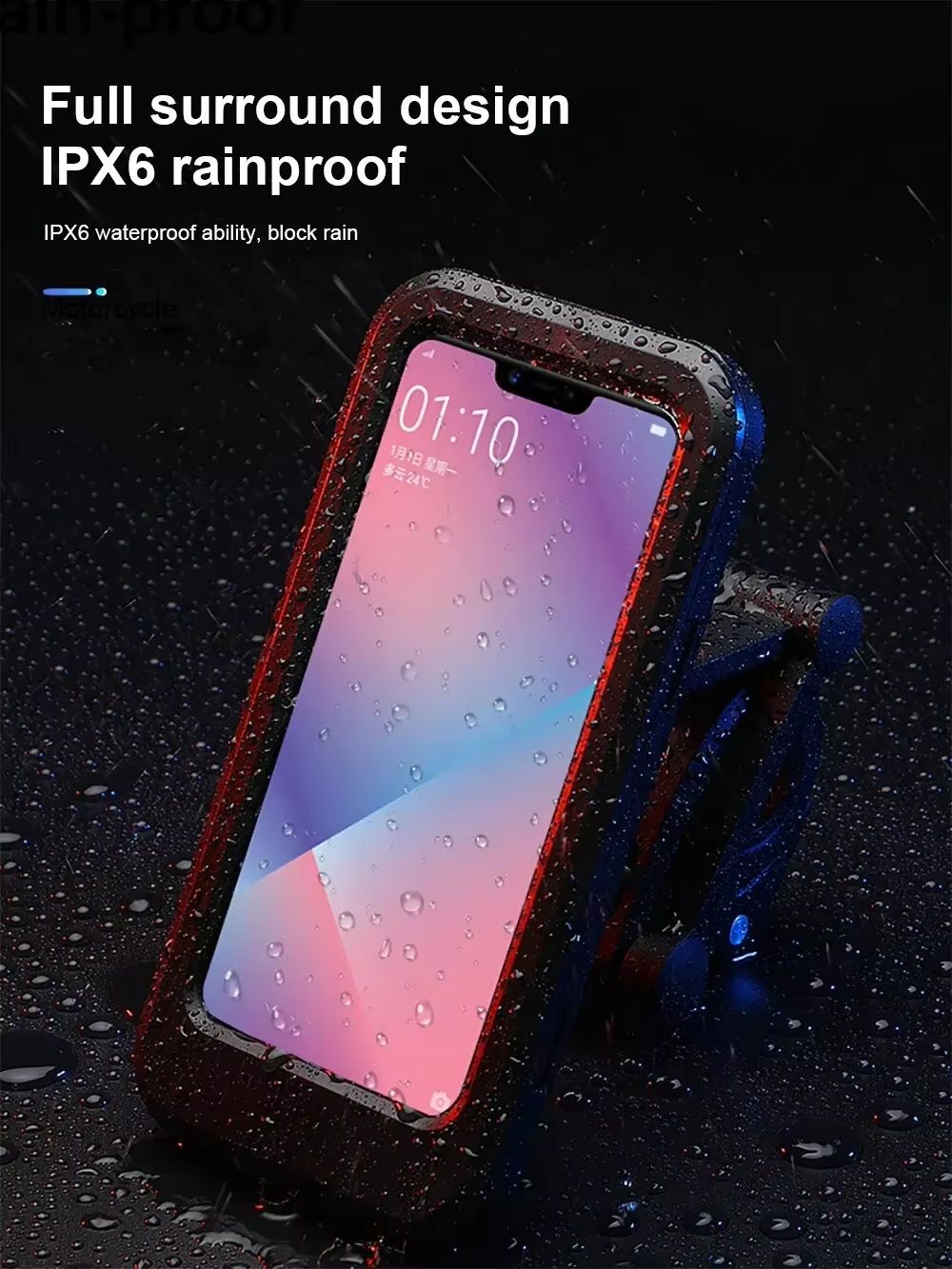 Waterproof Motorcycle Phone Mount  360deg Swivel GPS Holder For Secure Navigation 4