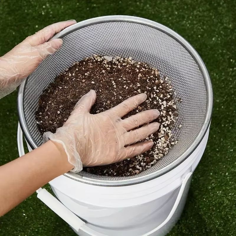 13Inch Stainless Steel Soil Sifter  DualMesh Garden Sieve For Clean Compost Prep 4