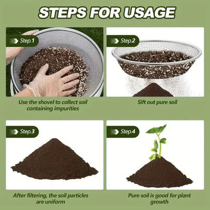13Inch Stainless Steel Soil Sifter  DualMesh Garden Sieve For Clean Compost Prep 5