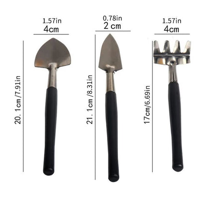 Aluminum Garden Tool Set  3pc Mini Shovel  Rake For Succulents  Loose Soil 6