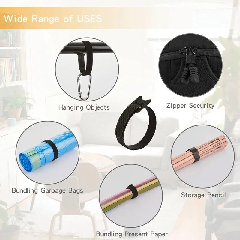 100pcs Releasable Cable Organizer Ties Nylon Loop And Hook Reusable Tape Cord Straps Wire Managemen 1