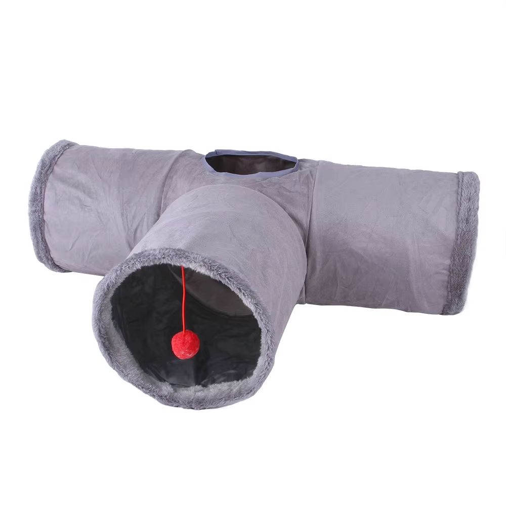 CozyPlay Collapsible Cat Winter Suede Tunnel  Interactive Play  Hideaway For Kittens Puppies  Rabbi 9