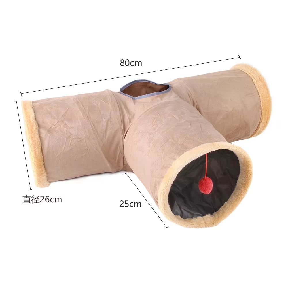 CozyPlay Collapsible Cat Winter Suede Tunnel  Interactive Play  Hideaway For Kittens Puppies  Rabbi 10