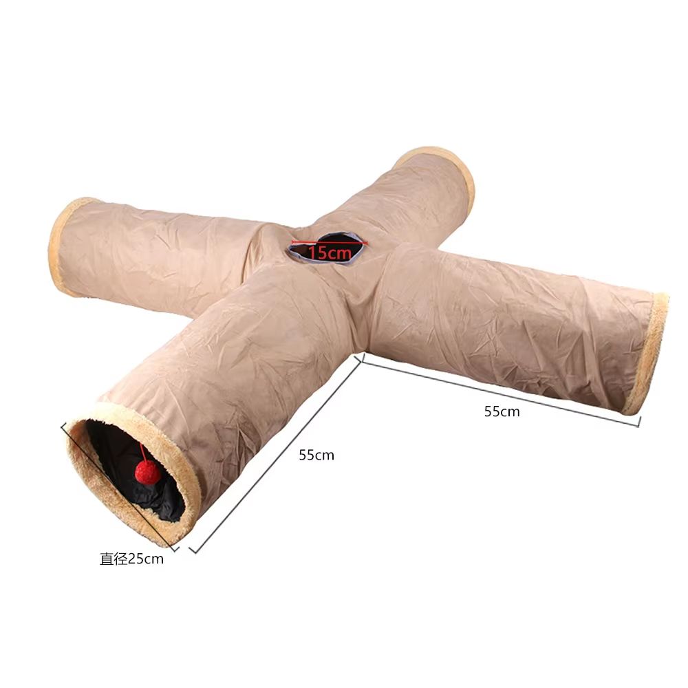 CozyPlay Collapsible Cat Winter Suede Tunnel  Interactive Play  Hideaway For Kittens Puppies  Rabbi 7