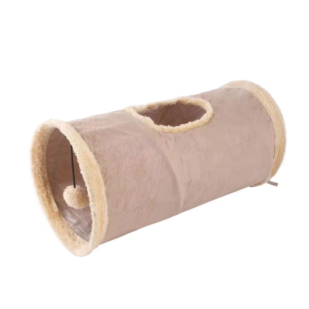 CozyPlay Collapsible Cat Winter Suede Tunnel  Interactive Play  Hideaway For Kittens Puppies  Rabbi 19