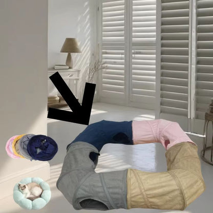 CozyPlay Collapsible Cat Winter Suede Tunnel  Interactive Play  Hideaway For Kittens Puppies  Rabbi 20