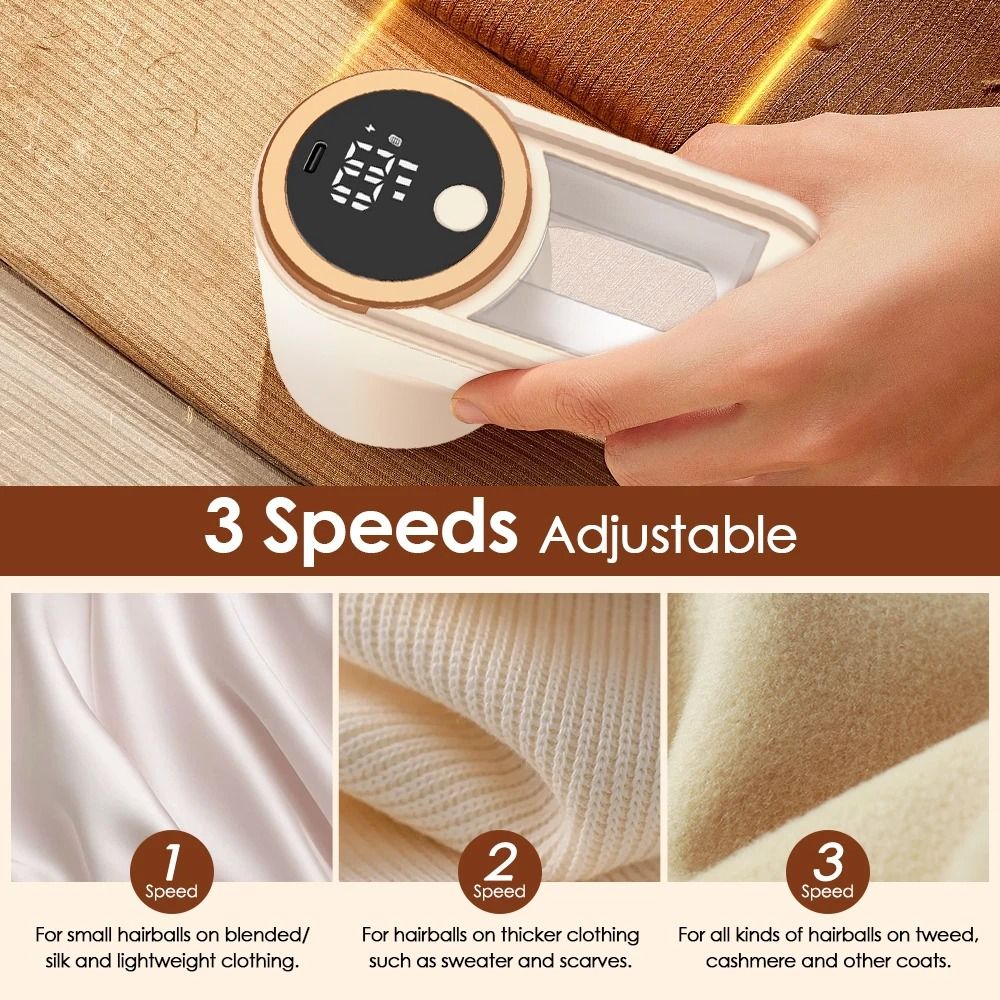 Rechargeable Fabric Lint Remover With LED Display And Adjustable Speeds 1