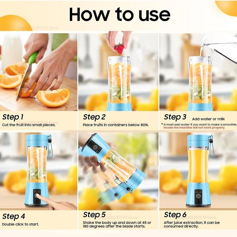 Portable Electric Juicer And Smoothie Blender 380ml USB Rechargeable 2