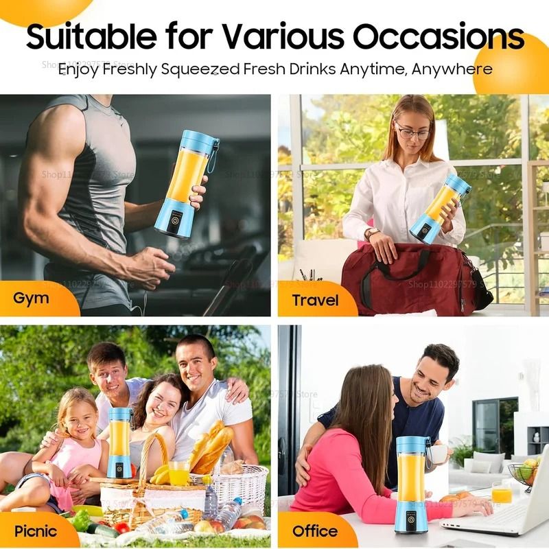 Portable Electric Juicer And Smoothie Blender 380ml USB Rechargeable 5