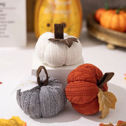 Knitted Soft Wool Pumpkin Ornament For Home Thanksgiving Harvest Decoration 3