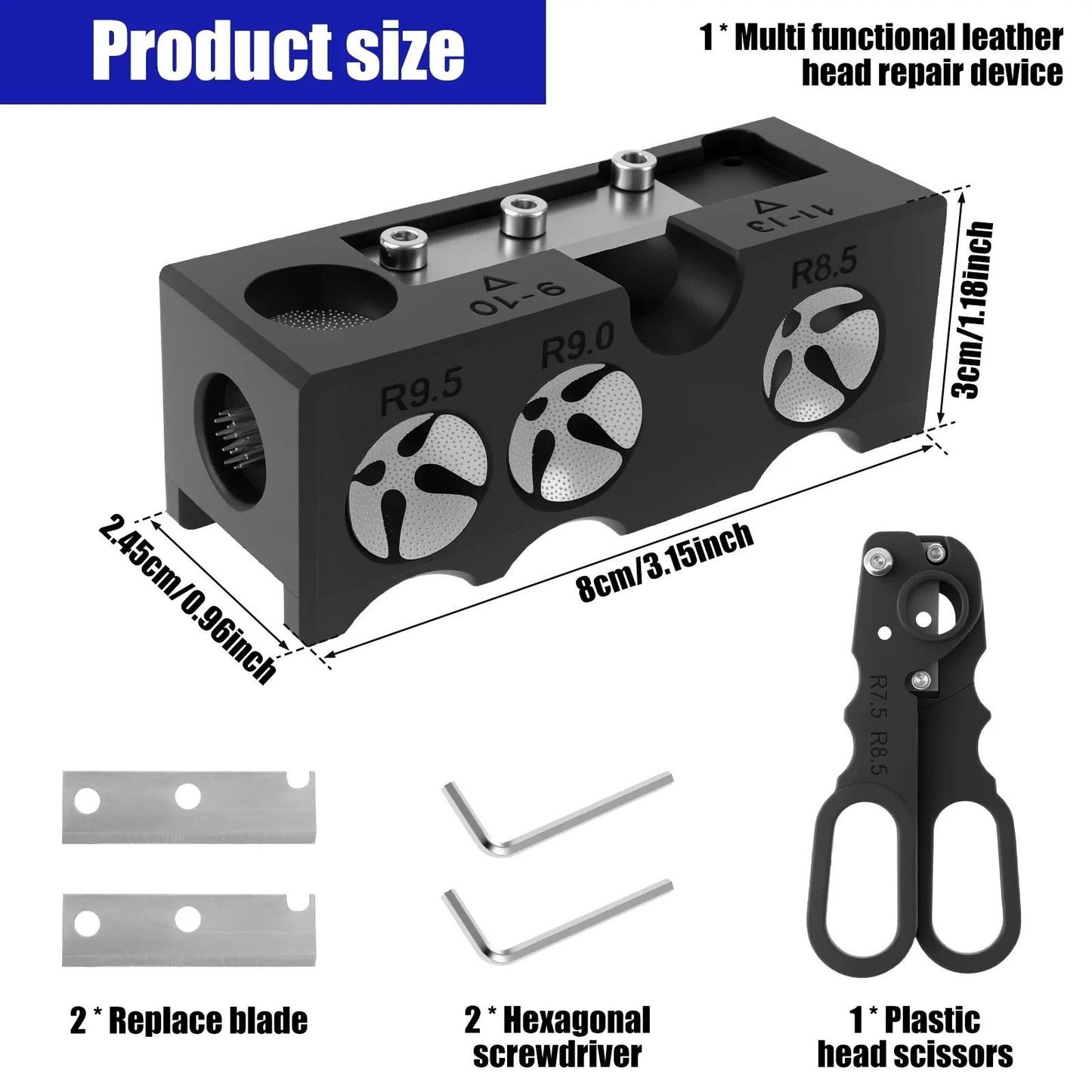 11 In 1 Billiard Cue Head Shaper Multifunction Grinder Tool For Snooker Pool Cue 2