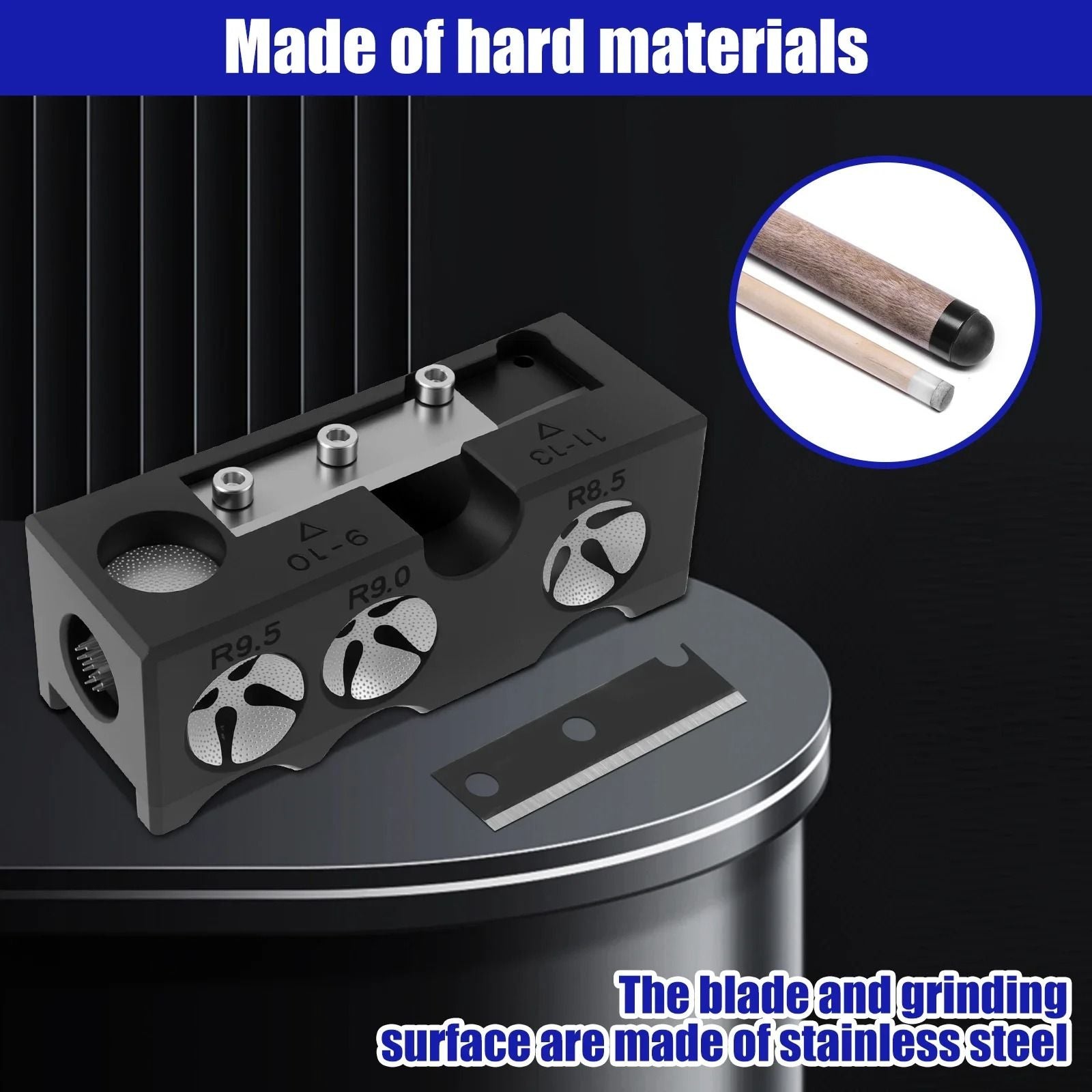 11 In 1 Billiard Cue Head Shaper Multifunction Grinder Tool For Snooker Pool Cue 3